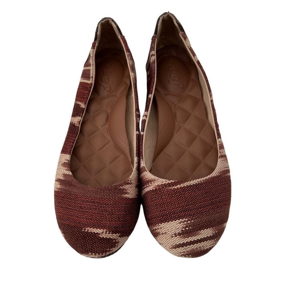 Reef Tropic‎ Brown Red Southwestern Aztec Print Ballet Flats Womens 7